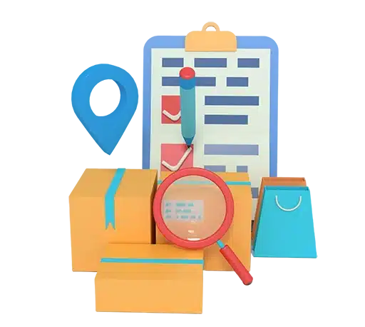 3d illustration location search delivery cecklist copy
